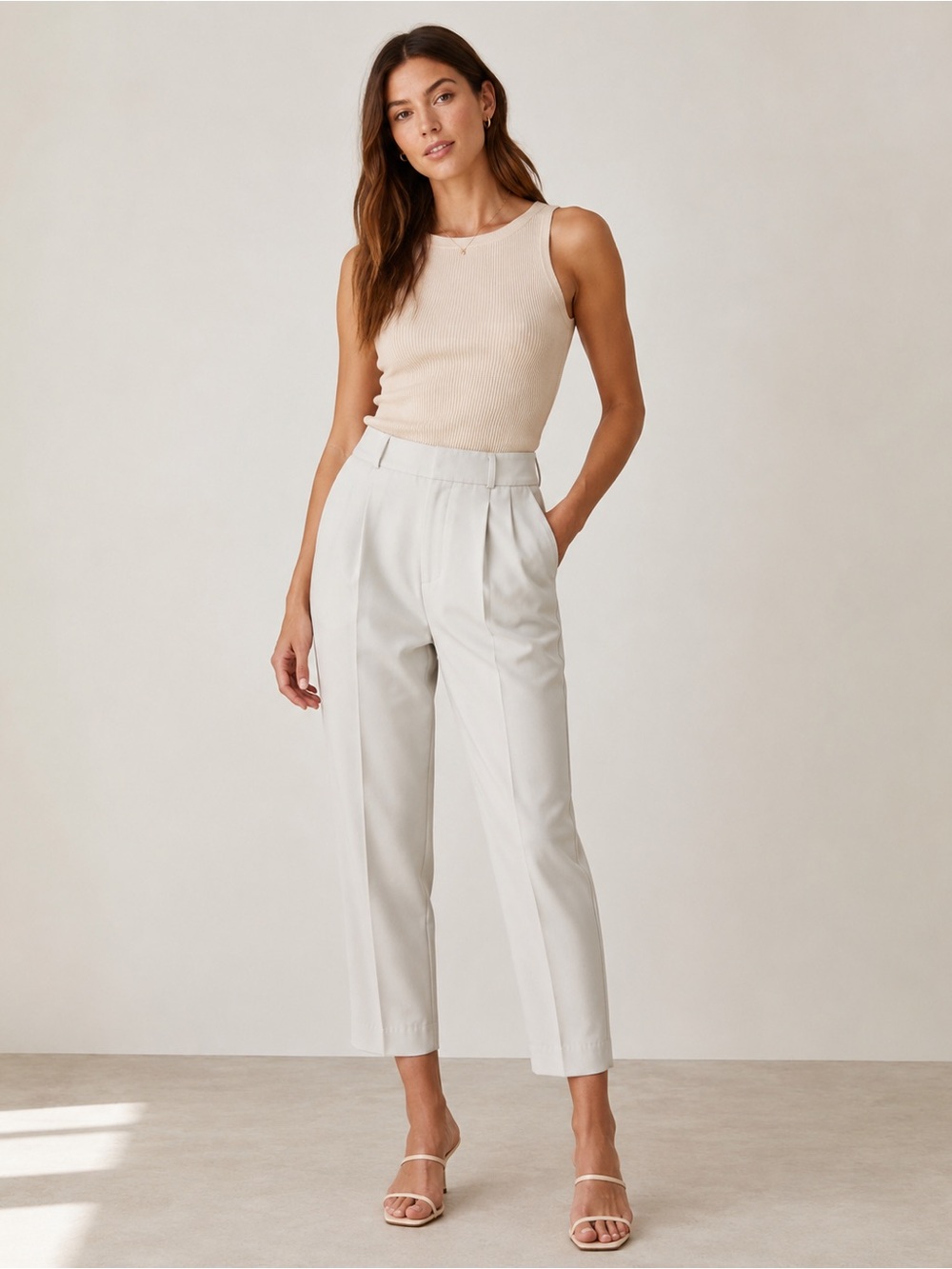 MAISON Cinqcent light cream beige ankle pants Sz 10